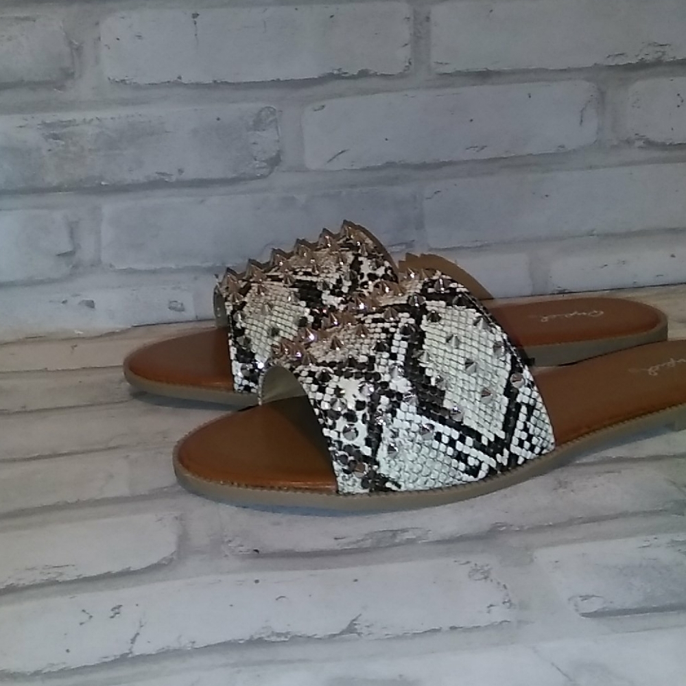 Studded Snakeskin Sandals - Picture 3 of 4